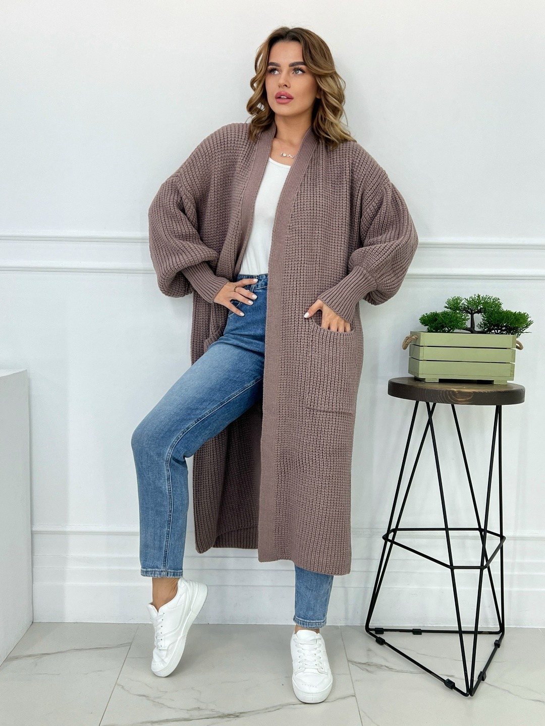 базовый длинный вязаный кардиган,кардиган длинный вязаный арт. 11669110,кардиган теплый kotam,кардиган ,кардиган длинный женский вязаный