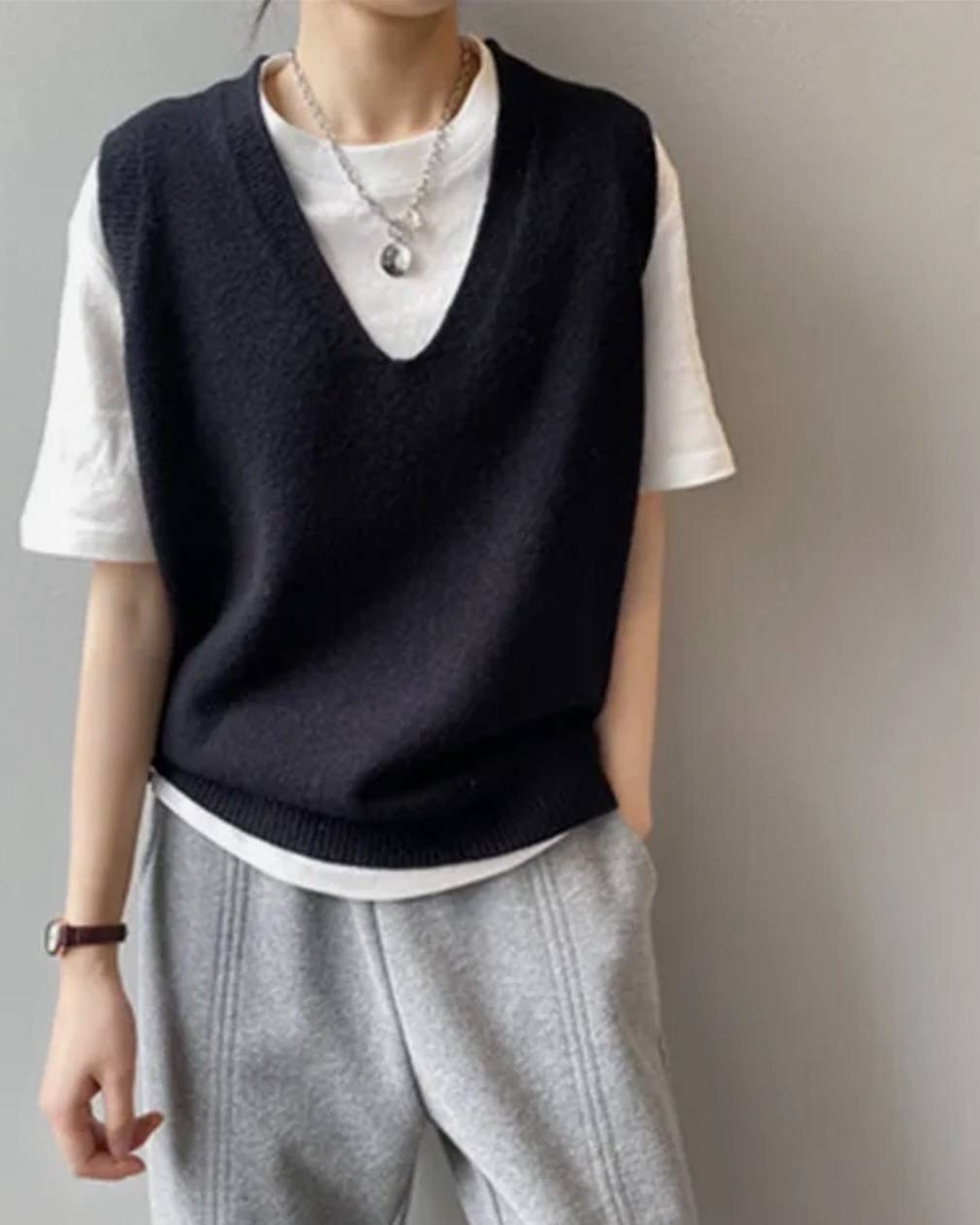 однотонный жилет-свитер с v-образным вырезом,женский летний однотонный повседневный жилет,женский вязаный жилет,трикотажный жилет,вязаные жилеты