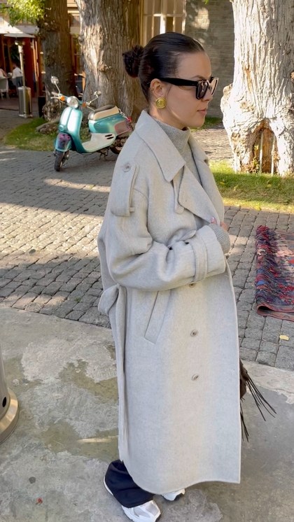 gray casual wool notched button up overcoat,пальто женское серое,пальто оверсайз,теплое пальто,пальто длинное оверсайз с поясом осеннее smile&shine 302409399