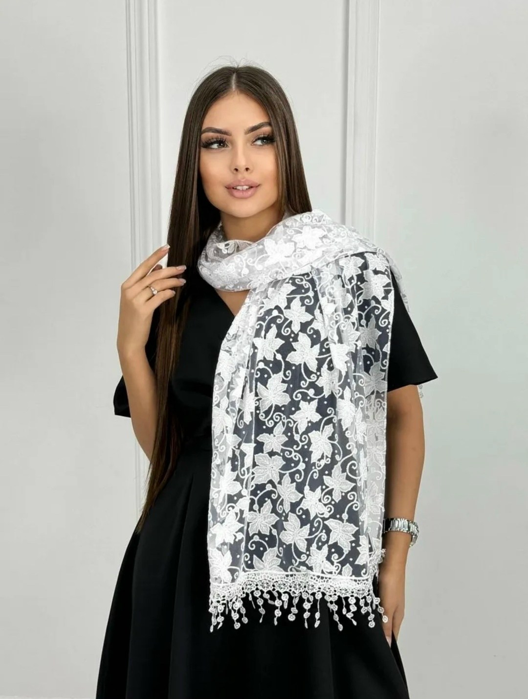 женский шарф,платки шарф,кружевной платок,шарф накидка,палантин кружевной