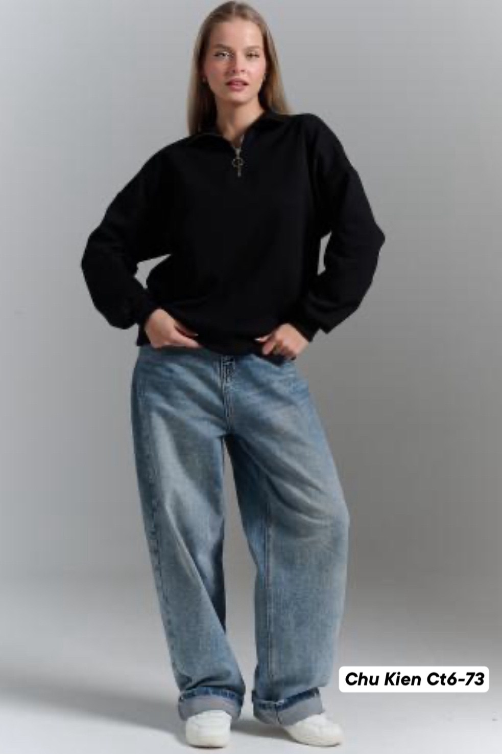 sun victoria women's brown polo neck oversize 3 thread ribbed sweatshirt,свитшот на замке,женская кофта,оверсайз толстовка,свитшот женский