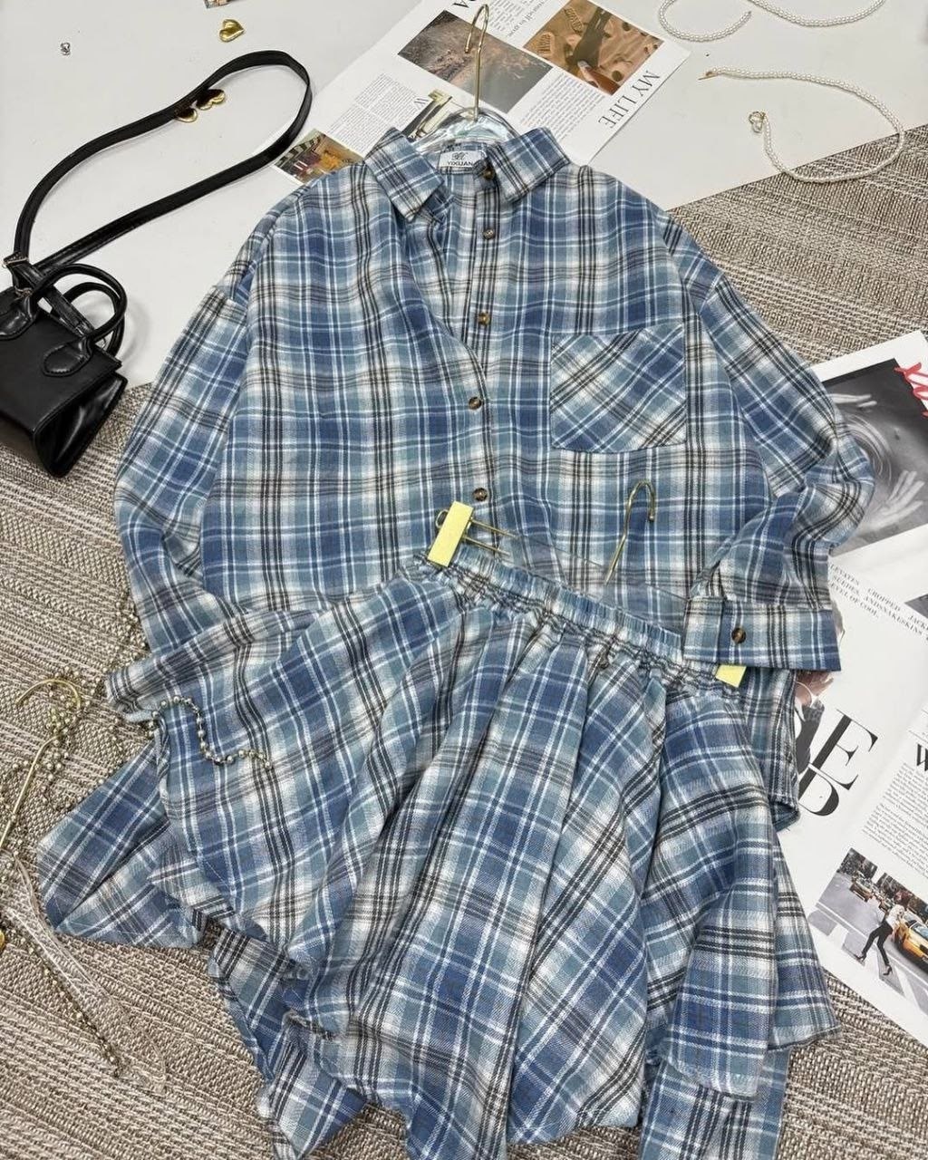 костюм с юбкой и рубашкой,костюм в клетку,рубашка с юбкой,костюм двойка с юбкой и рубашкой повседневный,костюм с юбкой в клетку