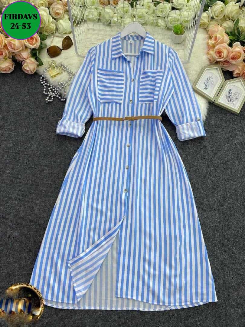 летнее платье рубашка,платье рубашка в полоску,платье рубашка миди длины,платье рубашка,женское длинное платье-рубашка в полоску