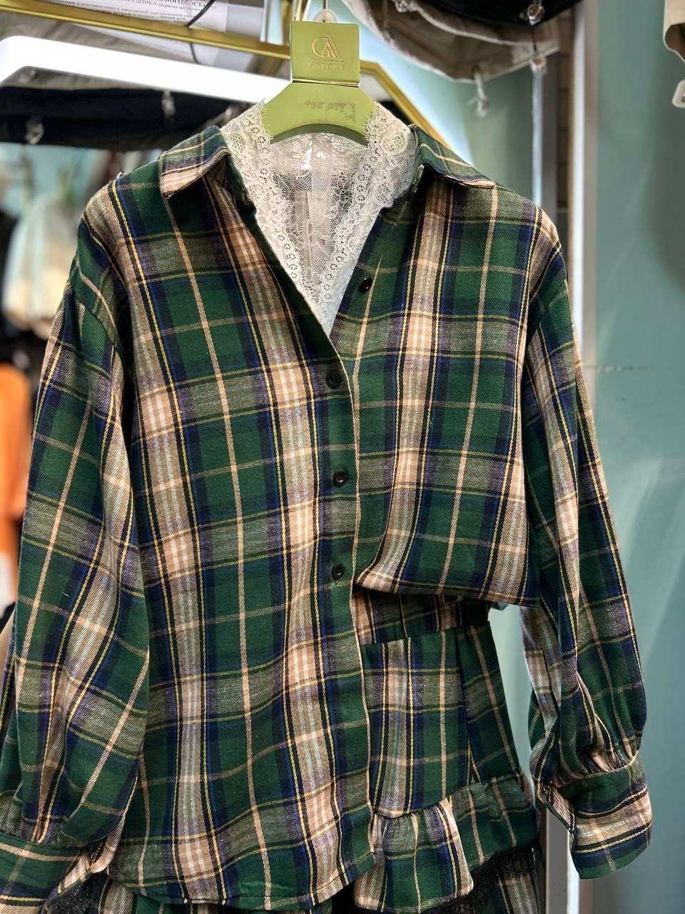 костюм в клетку с юбкой,костюм женский с юбкой в клетку,костюм с юбкой и рубашкой,костюм с рубашкой и юбкой в клетку,платье-двоек в клетку в комплекте с повязной юбкой