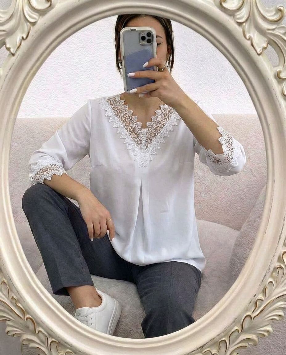 блуза с кружевной отделкой,блузка с кружевами,женская блуза,женская блузка,блузка женская модная