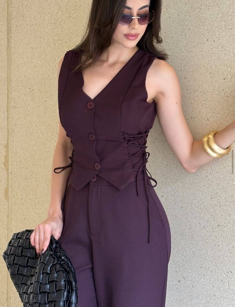 костюм с жилеткой и брюками палаццо розовый logacheva,костюм женский,брючные костюмы женские,костюм с брюками,костюм брючный с жилетом