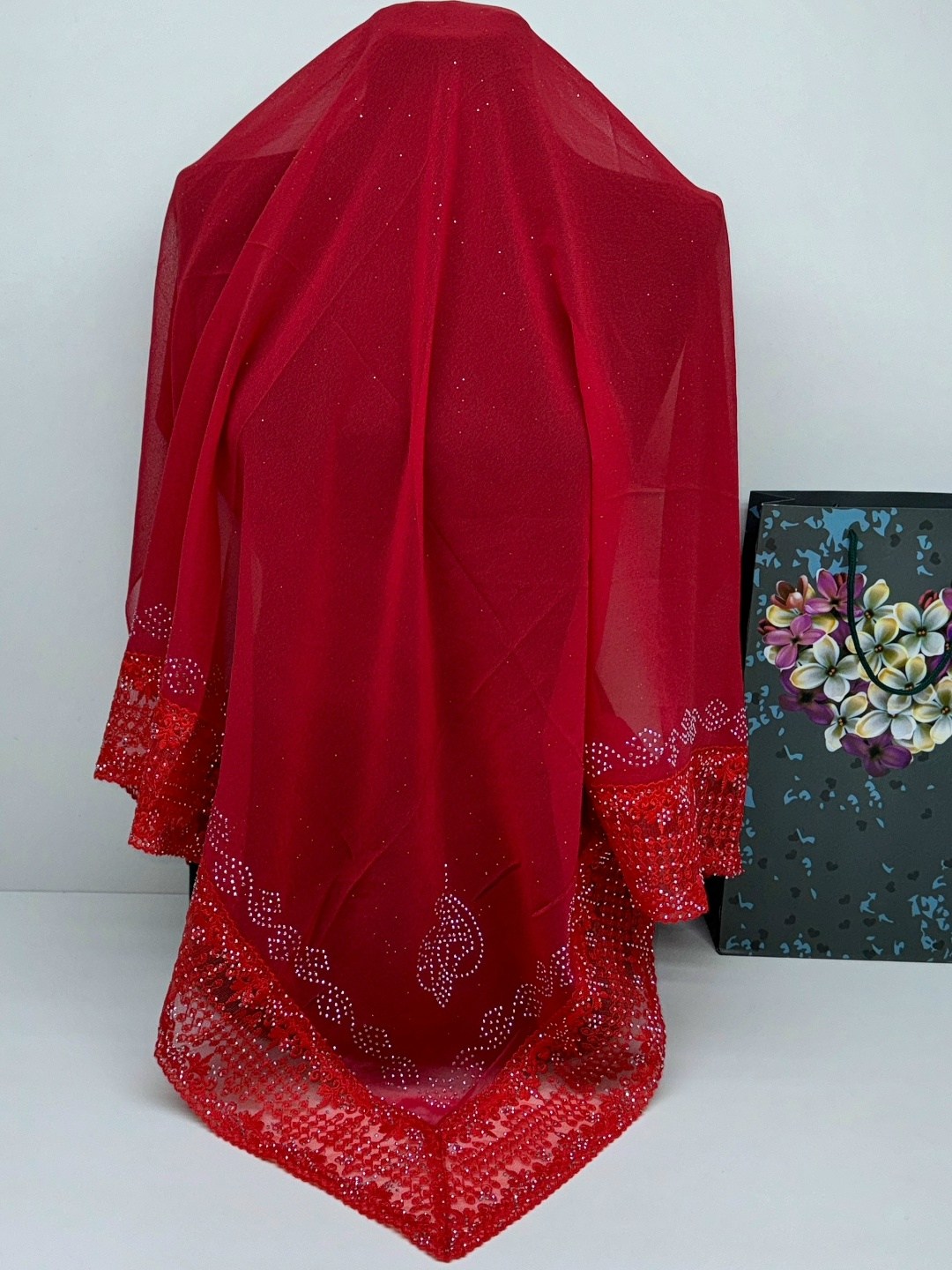 платок шарф накидка церковный,платок со стразами,платки женские,шарф накидка,церковный платок