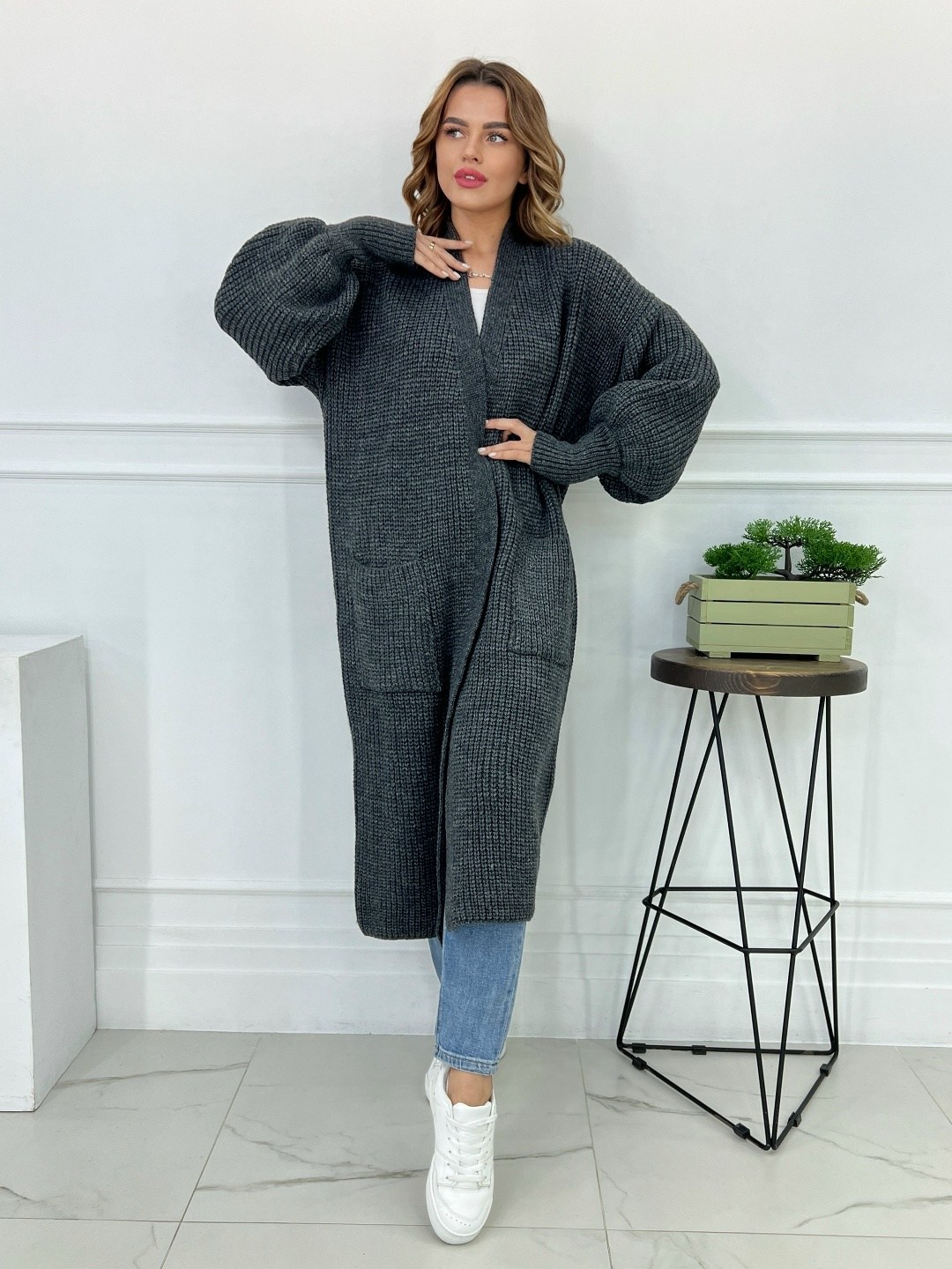 базовый длинный вязаный кардиган,кардиган длинный вязаный арт. 11669110,кардиган теплый kotam,кардиган ,кардиган длинный женский вязаный