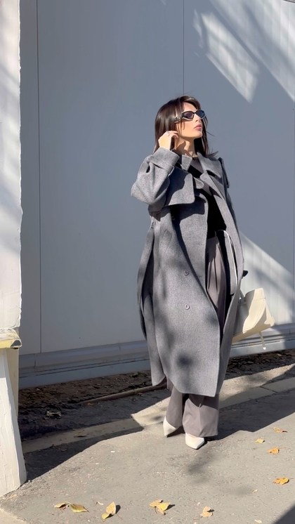 модное пальто,пальто серое женское,пальто beautiful free 6227 графит,серое пальто,пальто серого цвета