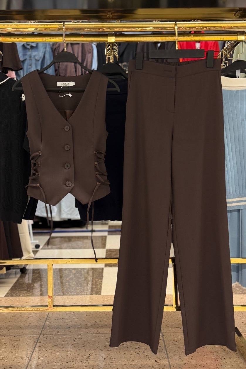 костюм с жилеткой и брюками палаццо розовый logacheva,костюм женский,брючные костюмы женские,костюм с брюками,костюм брючный с жилетом