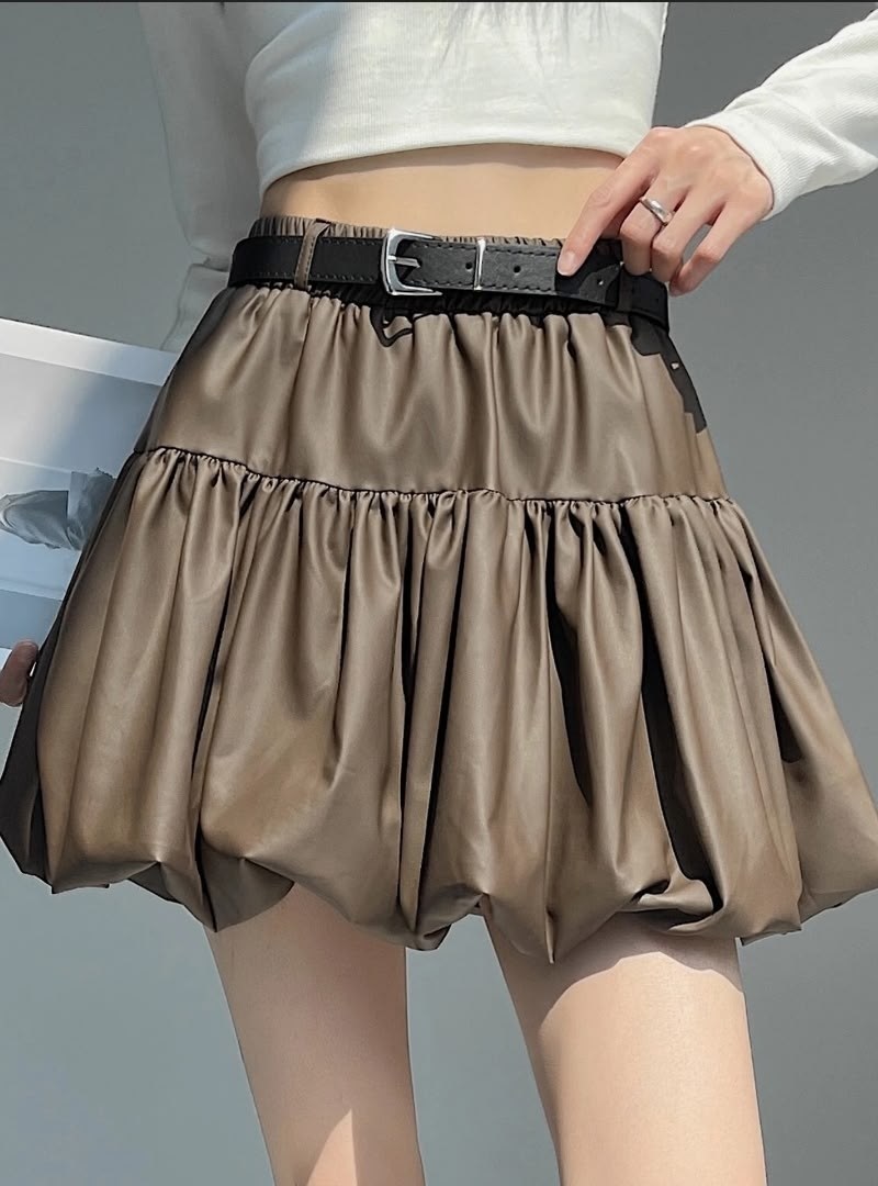 мини-юбка из искусственной кожи в стиле гот-панк,мини-юбка из искусственной кожи с высокой талией и оборками,женская кожаная мини-юбка с оборками черная,женская юбка из искусственной кожи dq1427,юбка