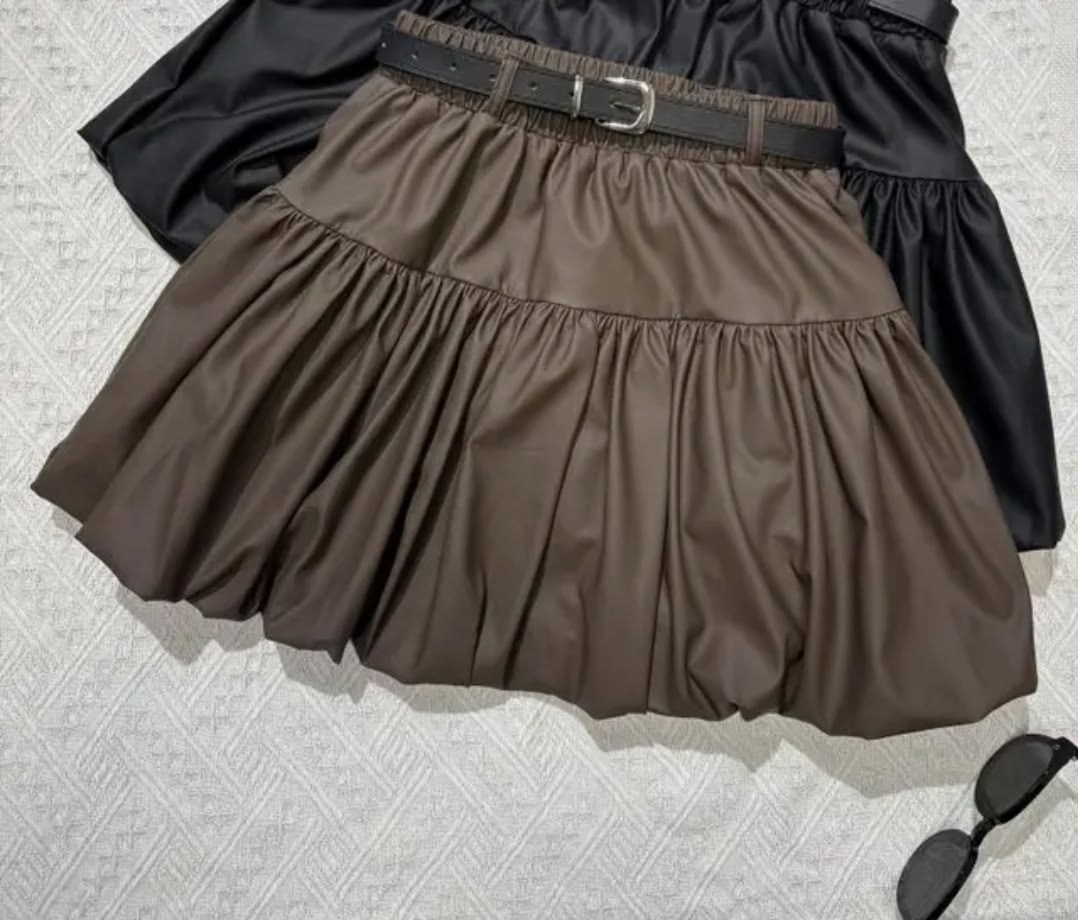 мини-юбка из искусственной кожи в стиле гот-панк,мини-юбка из искусственной кожи с высокой талией и оборками,женская кожаная мини-юбка с оборками черная,женская юбка из искусственной кожи dq1427,юбка