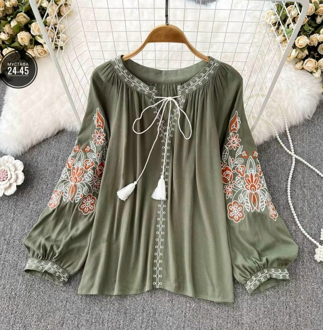 женская блузка с вышивкой,блузка с вышивкой,повседневная блуза,блузка в стиле бохо,блузка кофта