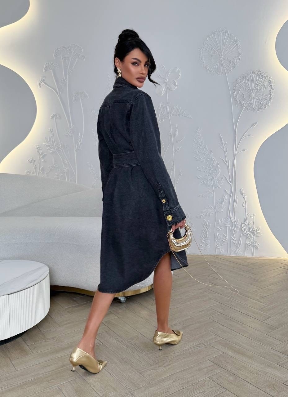 джинсовое платье,платье джинс,джинсовое платье-рубашка длины миди,джинсовое платье рубашка,женское джинсовое платье