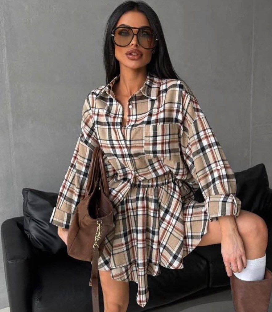 костюм с юбкой и рубашкой,костюм в клетку,рубашка с юбкой,костюм двойка с юбкой и рубашкой повседневный,костюм с юбкой в клетку