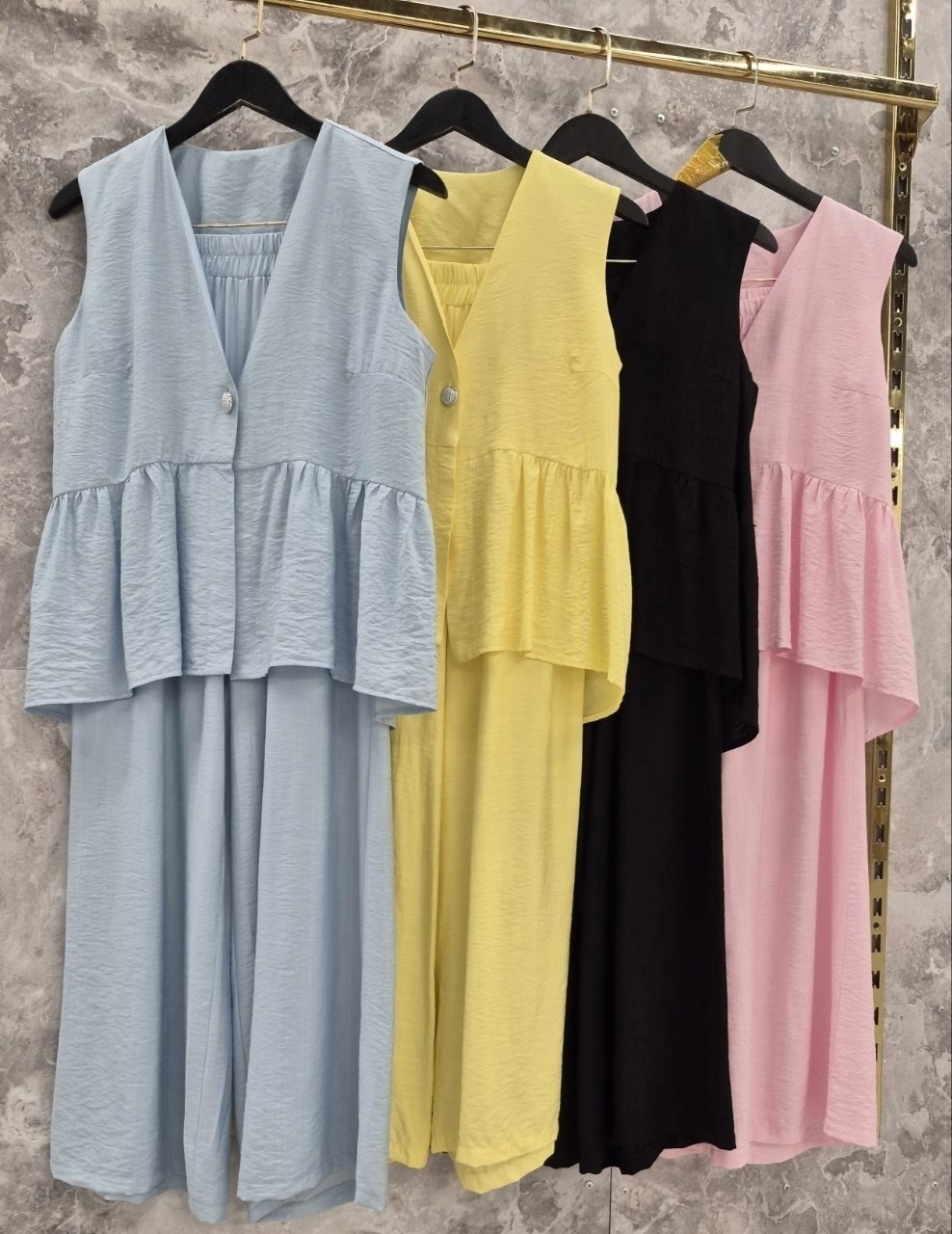 летние женские костюмы,костюм льняной брючный,брючный костюм,стильные костюмы,костюм льняной летний брючный с жилетом и брюками паллацо by fiola