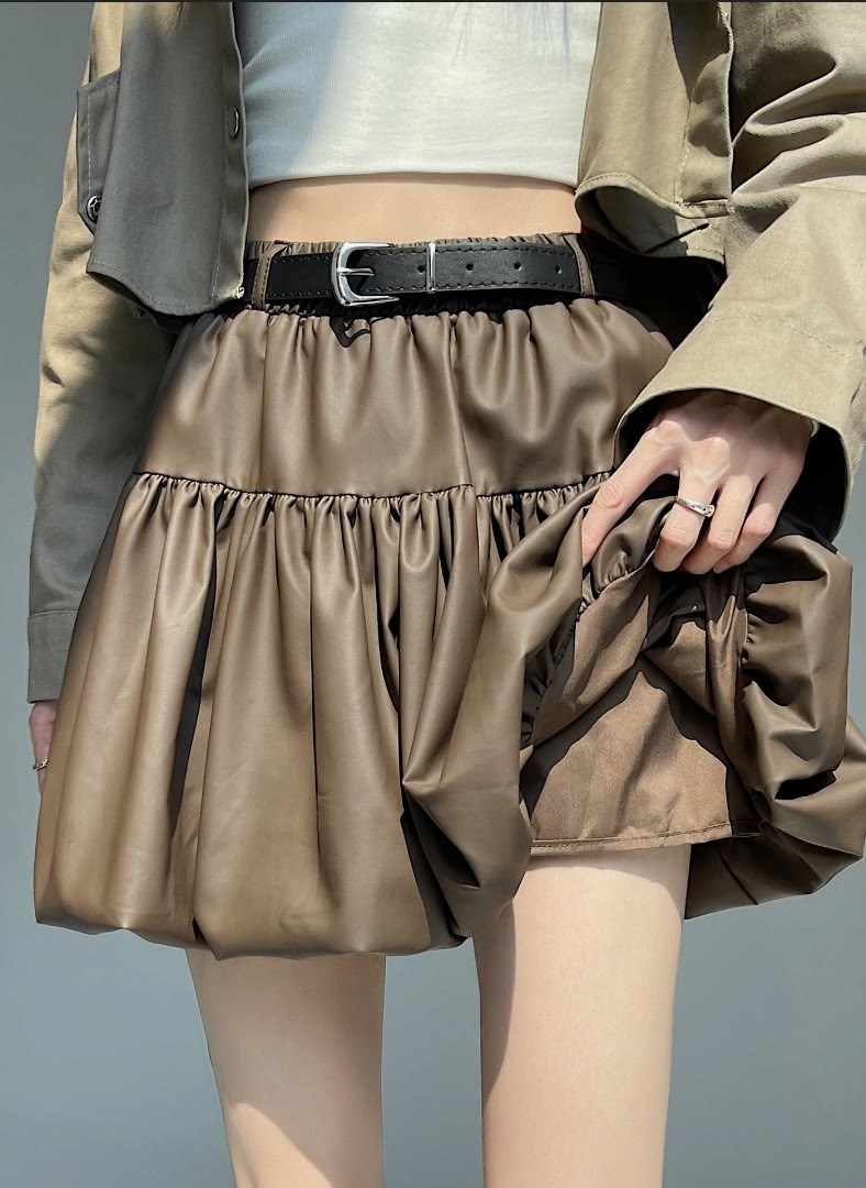 мини-юбка из искусственной кожи в стиле гот-панк,мини-юбка из искусственной кожи с высокой талией и оборками,женская кожаная мини-юбка с оборками черная,женская юбка из искусственной кожи dq1427,юбка