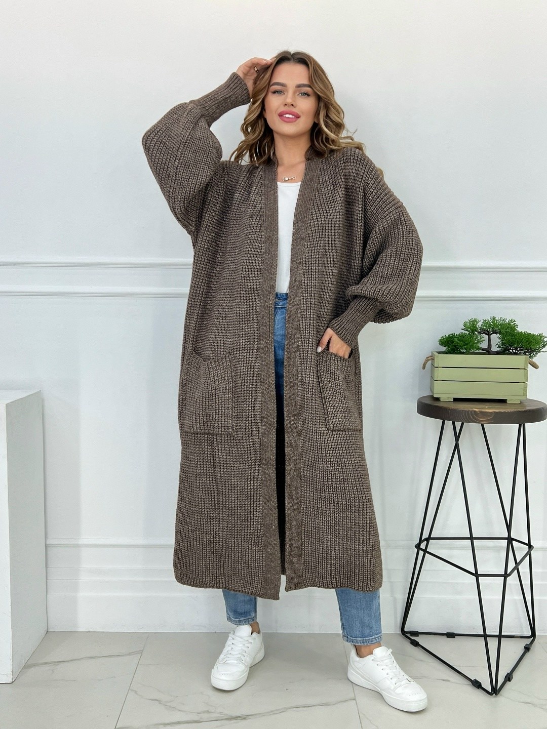 вязаный кардиган оверсайз,кардиган теплый kotam,кардиган,кардиган теплый,длинный вязаный кардиган