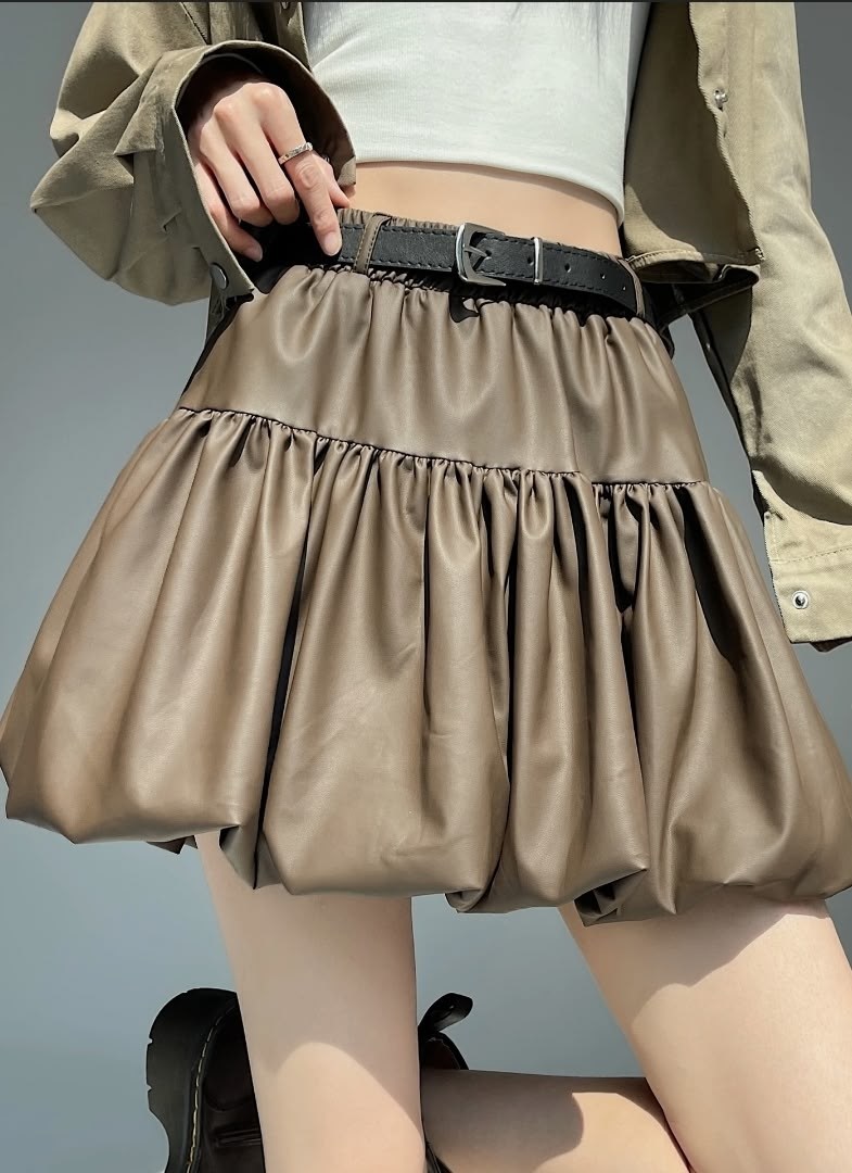 мини-юбка из искусственной кожи в стиле гот-панк,мини-юбка из искусственной кожи с высокой талией и оборками,женская кожаная мини-юбка с оборками черная,женская юбка из искусственной кожи dq1427,юбка