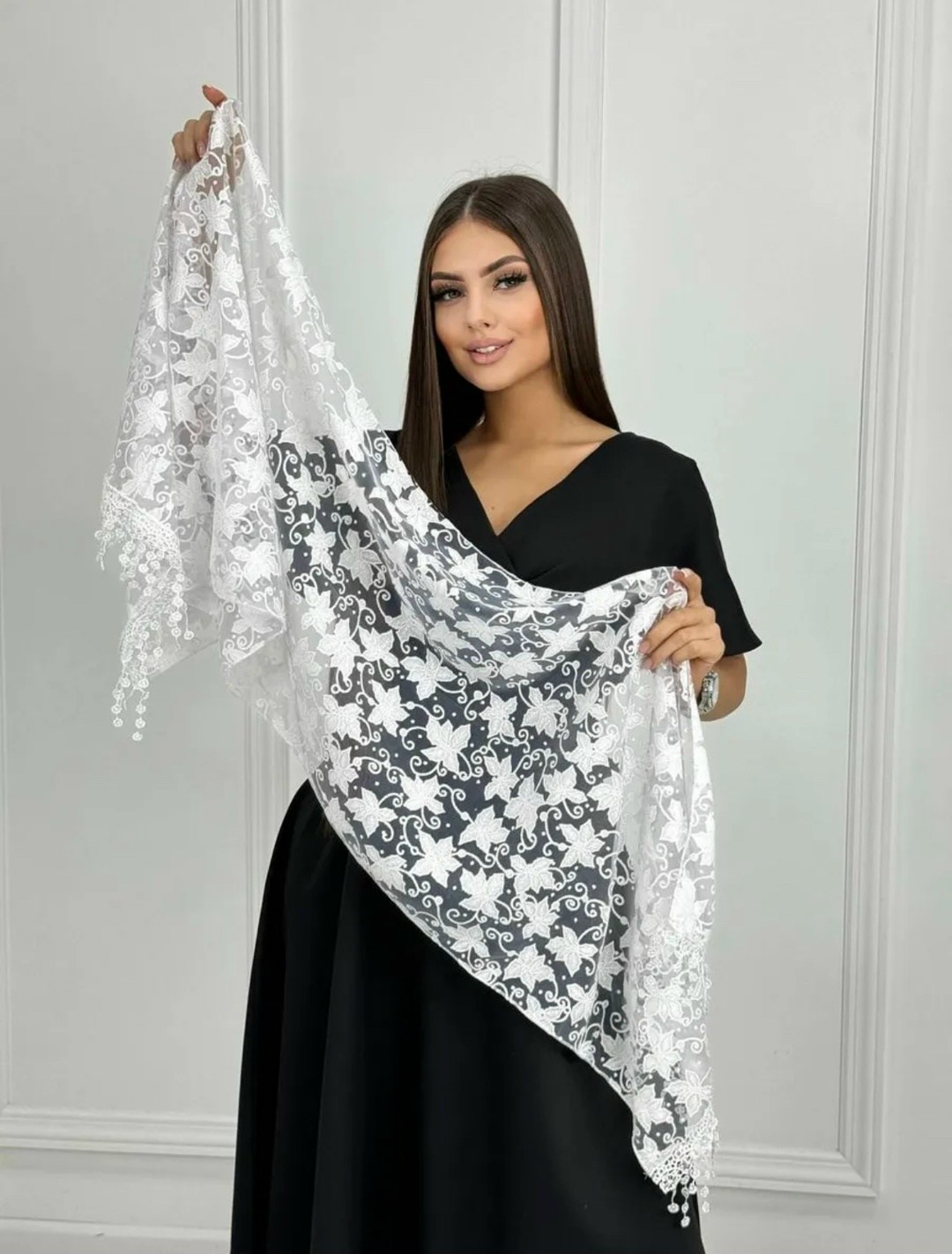 женский шарф,платки шарф,кружевной платок,шарф накидка,палантин кружевной