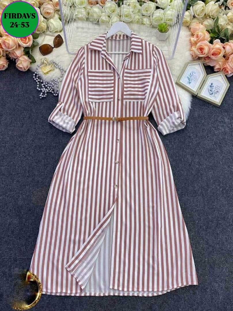 летнее платье рубашка,платье рубашка в полоску,платье рубашка миди длины,платье рубашка,женское длинное платье-рубашка в полоску