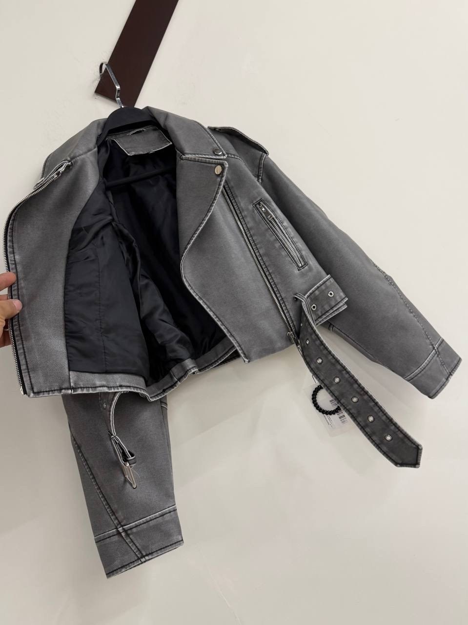 куртка косуха,косуха винтажная куртка кожаная oversize серая monyken,женская косуха,кожаная куртка косуха,куртка кожаная женская