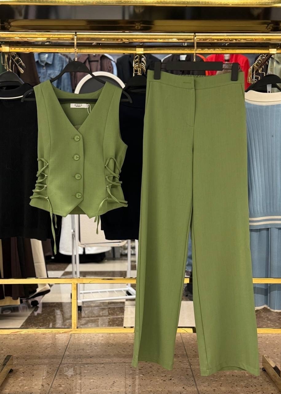 костюм с жилеткой и брюками палаццо розовый logacheva,костюм женский,брючные костюмы женские,костюм с брюками,костюм брючный с жилетом