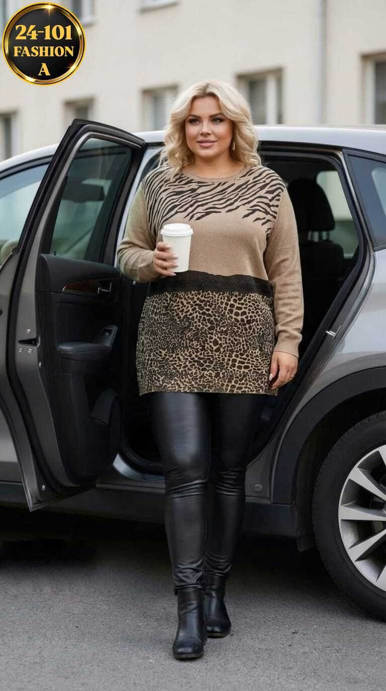 женская кофта,свитера женские,свитер леопардовый shosha 295200323,женская туника,свитер леопардовый shosha