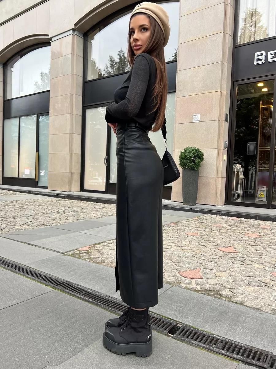 кожаная юбка длинная,кожаная юбка,кожаная юбка макси,юбка кожаная женская,юбка кожаная миди с разрезом