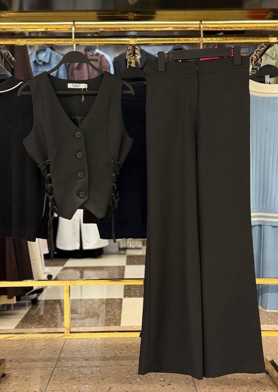 костюм с жилеткой и брюками палаццо розовый logacheva,костюм женский,брючные костюмы женские,костюм с брюками,костюм брючный с жилетом