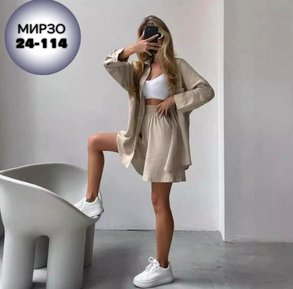 костюм женский летний с шортами и рубашкой из льна,льняной костюм с шортами,модный костюм шорты и рубашка оверсайз,костюм женский с шортами,летний костюм шорты