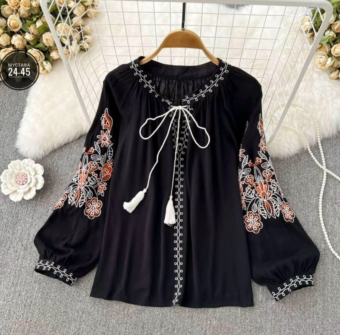 женская блузка с вышивкой,блузка с вышивкой,повседневная блуза,блузка в стиле бохо,блузка кофта