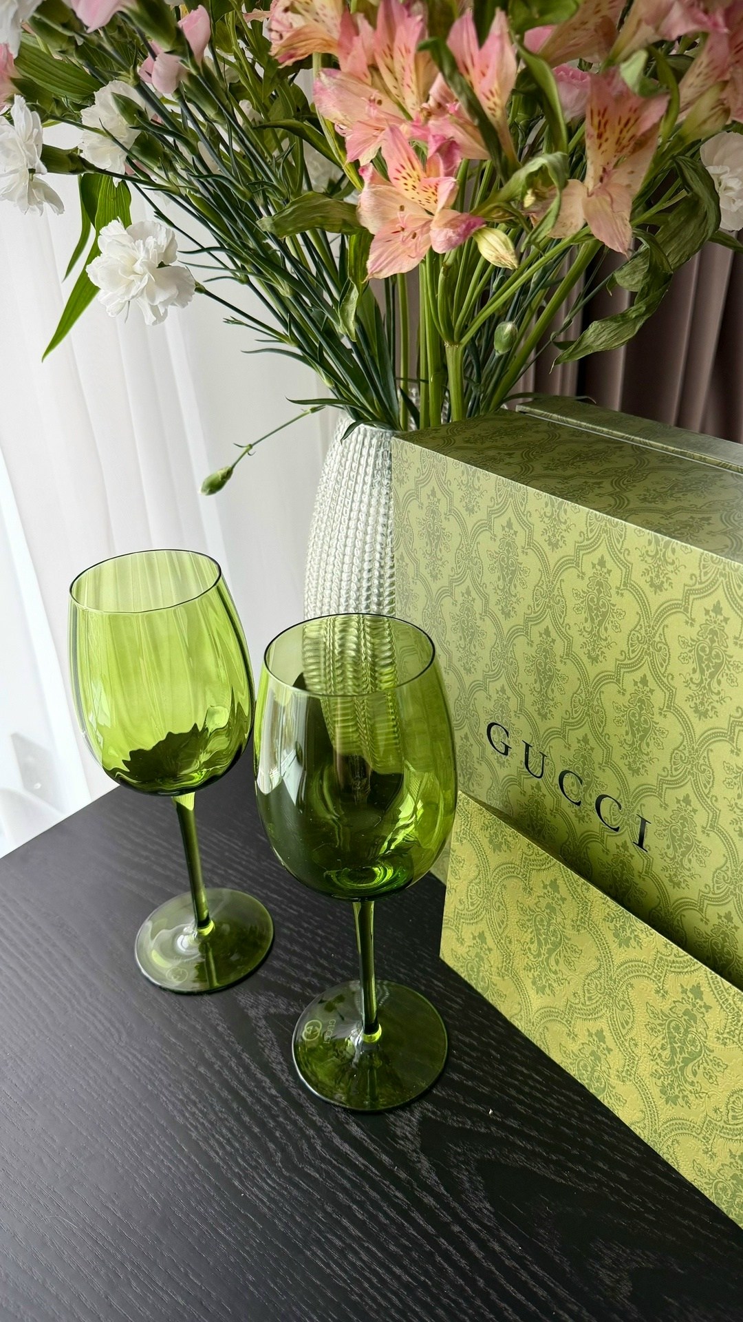 бокалы гуччи,бокалы гуччи зеленые,фужеры gucci,набор бокал,набор бокалов для вина