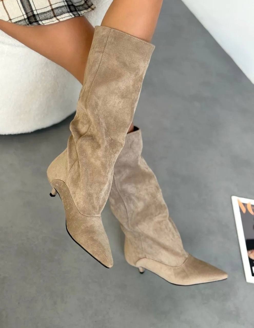 сапоги,замшевые сапоги,модные сапоги,женские сапоги,бежевые замшевые сапоги