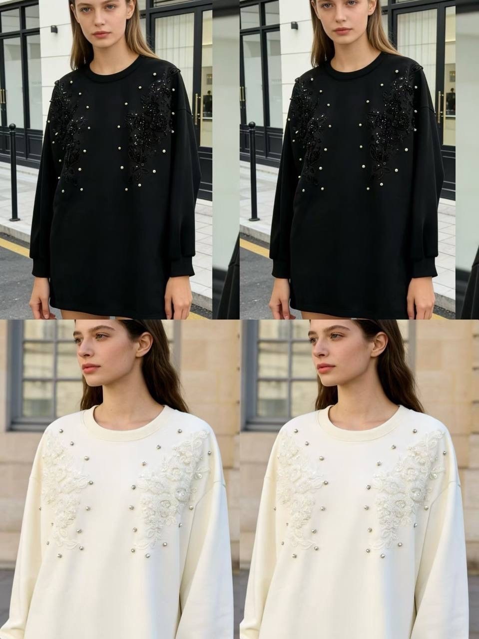 платье джемпер,платье свитер черное,туника оверсайз,черное платье из трикотажа с кристаллами,джемпер с бусинами
