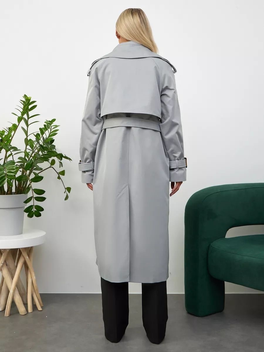 тренч плащ,тренчкот chic chic 209737907,серый плащ,женский плащ,плащ с поясом