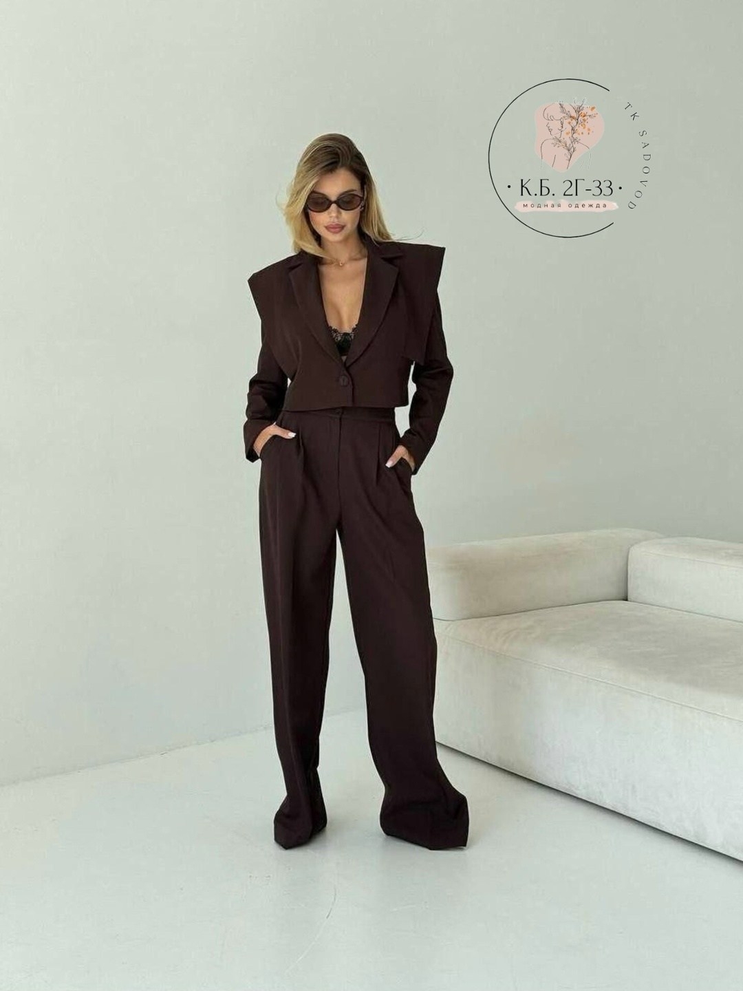 костюм брючный,брючный костюм женский,брючный костюм pirs 4982 шоколадный двойка коричневый размер 40-52,костюм брючный палаццо,женский брючный деловой костюм