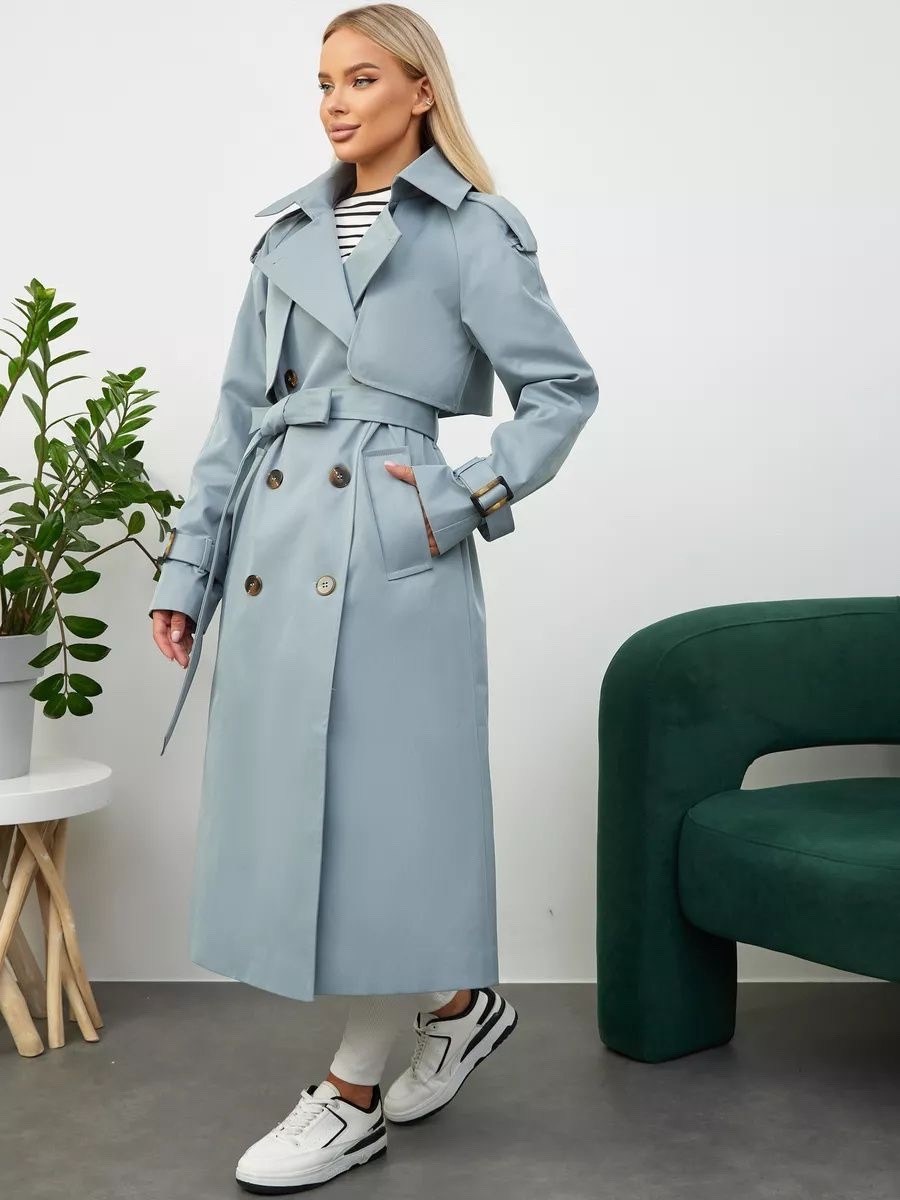 тренч плащ,тренчкот chic chic 209737907,серый плащ,женский плащ,плащ с поясом