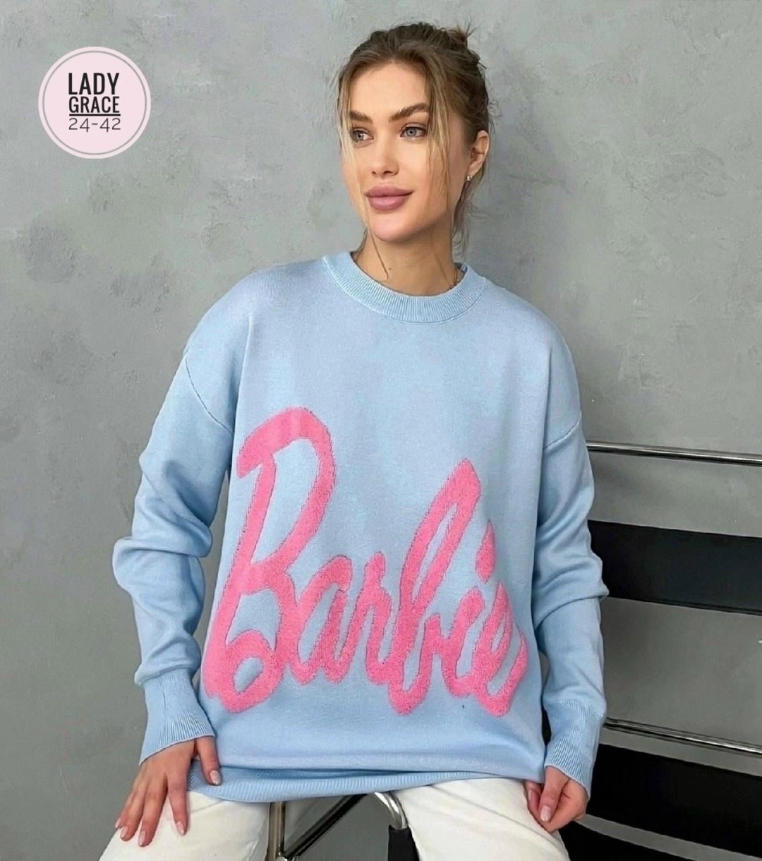 кофта женская,свитер оверсайз с надписью barbie,свитер женский,свитшот женская,стильная кофта