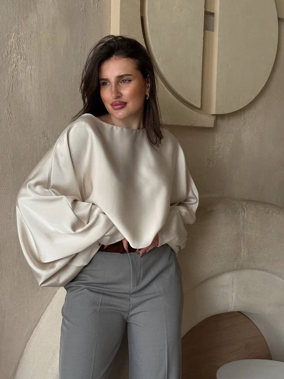 элегантная блузка,женская кофта,джемпер молочный,женская блузка,женский свитер оверсайз