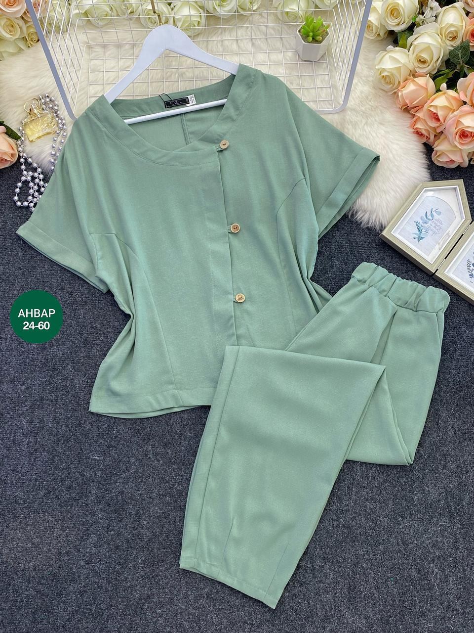 брючный костюм michel chic 1337/1 мохито,летние брючные костюмы,летние костюмы женские,костюм michel chic арт 1337 корич,женский брючный костюм