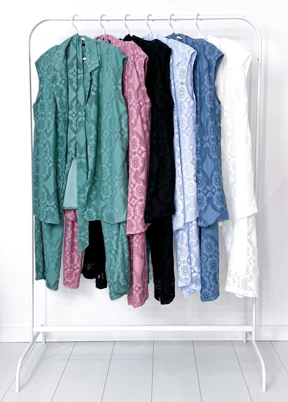 костюм двойка гипюр,костюм кружевной жилет и брюки emberens 303769210,гипюровый костюм,гипюровые брюки,кружевные брюки