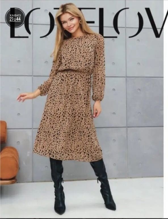 платье женское,платье шифон леопард,платье женское миди,платье длины миди,платье миди