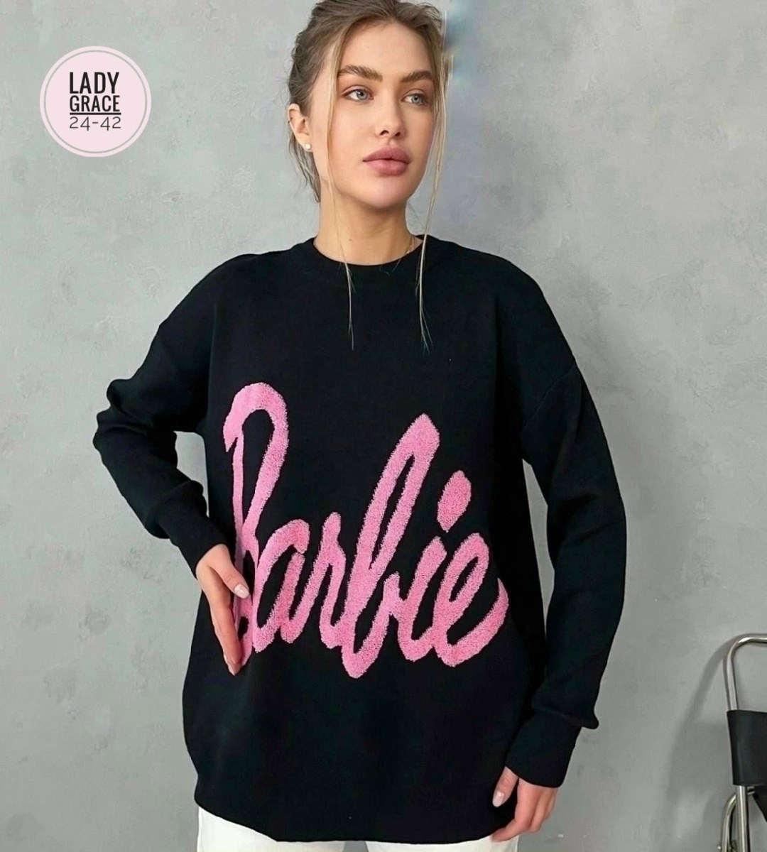 кофта женская,свитер оверсайз с надписью barbie,свитер женский,свитшот женская,стильная кофта