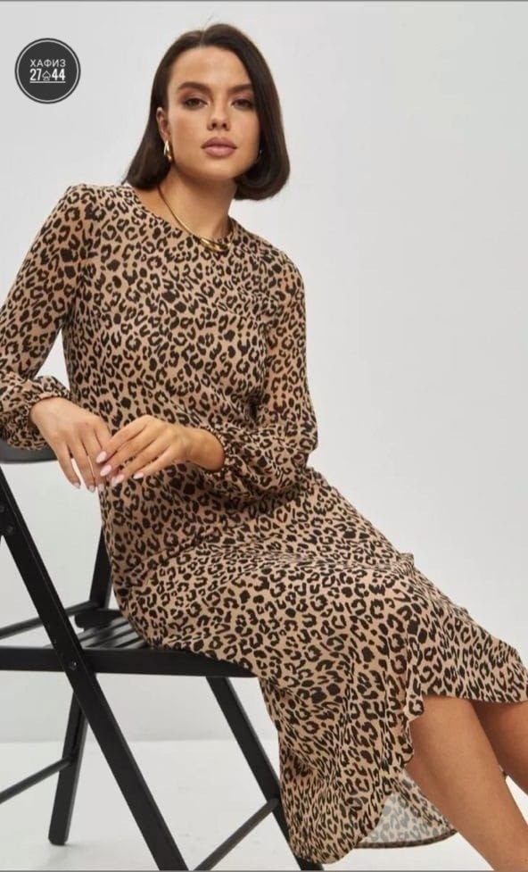 платье женское,платье шифон леопард,платье женское миди,платье длины миди,платье миди
