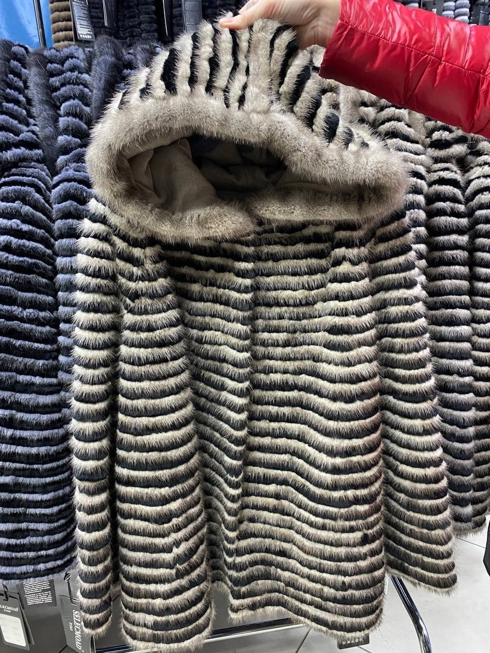 вязаная норка,меховое пальто из норки на трикотажной основе,меховое пальто,норковое пальто,комбинированное пальто