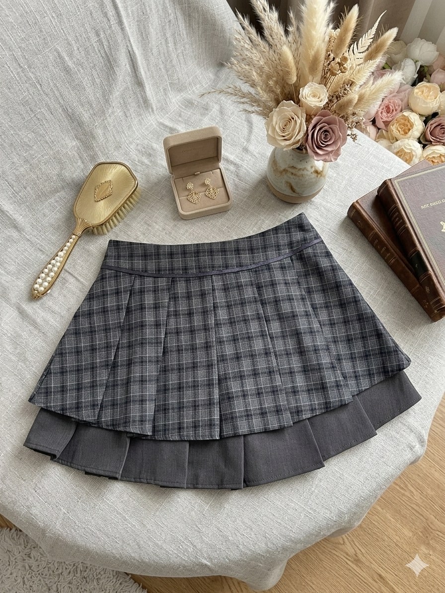 женская клетчатая плиссированная юбка gidyq jk с высокой талией,клетчатая плиссированная юбка в корейском стиле,корейская клетчатая шерстяная плиссированная юбка с высокой талией,корейская клетчатая ш