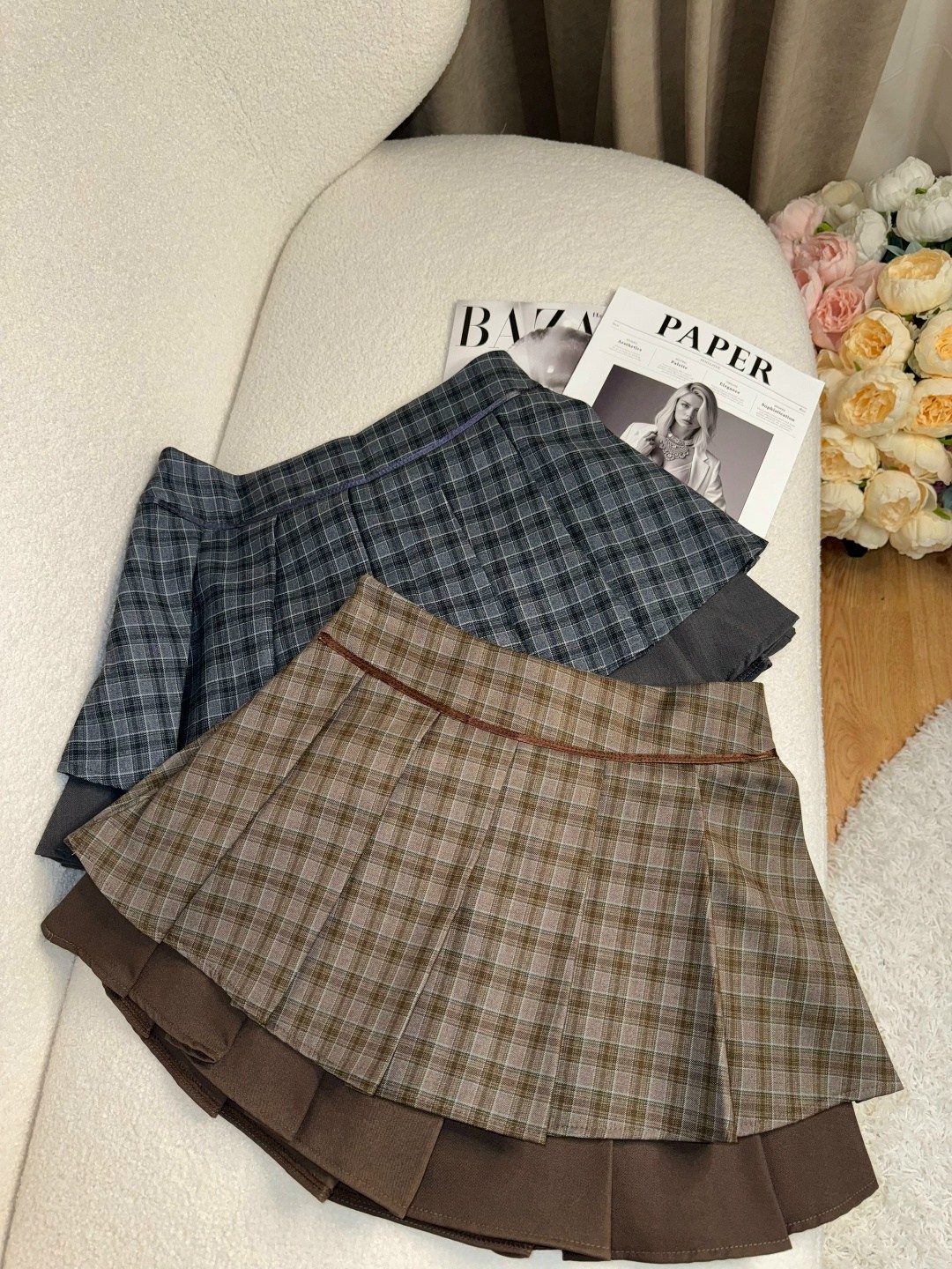 женская клетчатая плиссированная юбка gidyq jk с высокой талией,клетчатая плиссированная юбка в корейском стиле,корейская клетчатая шерстяная плиссированная юбка с высокой талией,корейская клетчатая ш