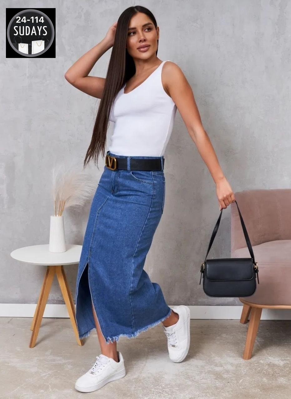 джинсовая юбка,джинсовая юбка макси,длинная джинсовая юбка,юбка джинсовая миди,юбка миди джинсовая с разрезом спереди ниже колен