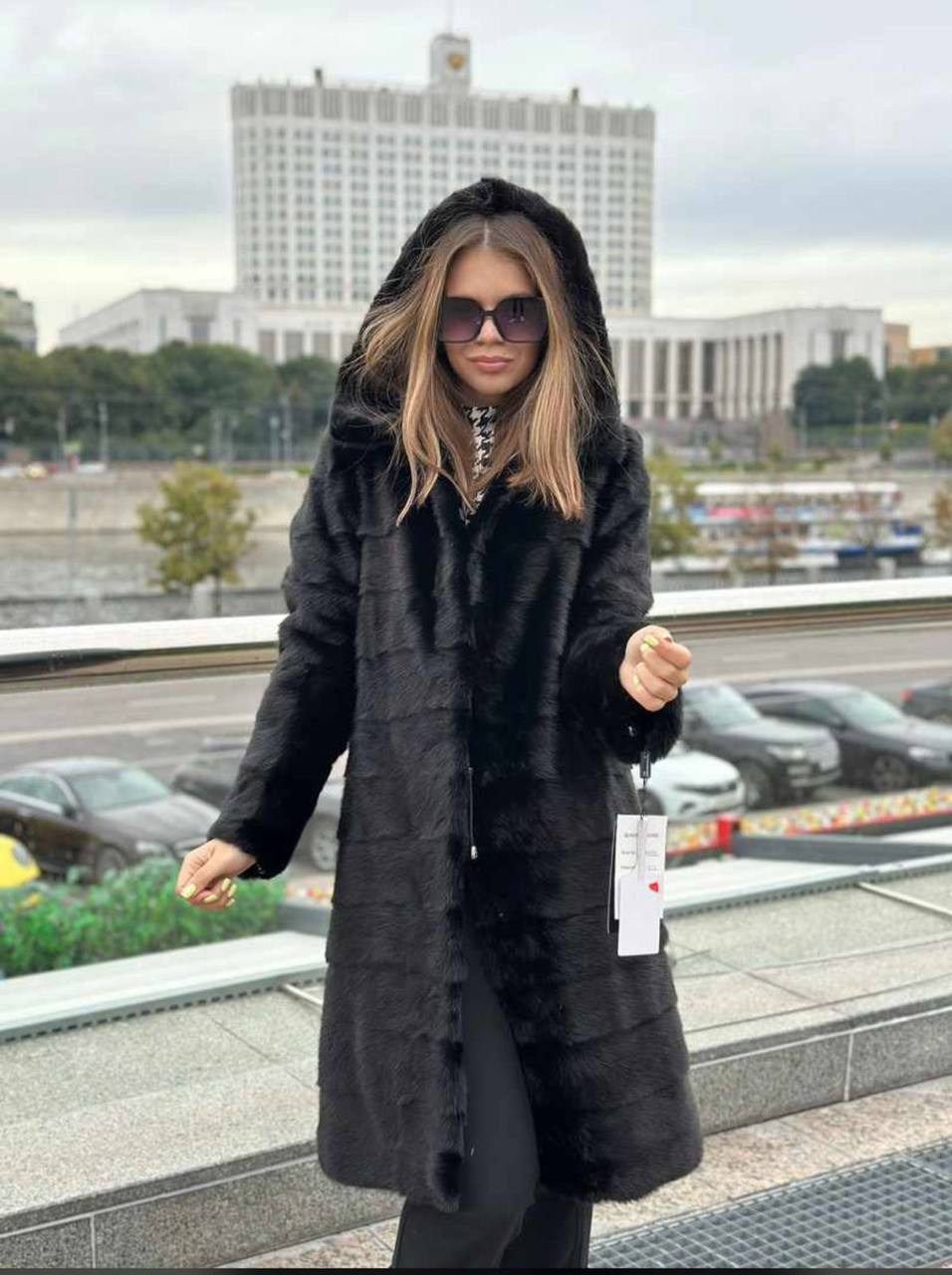 шуба норковая поперечка с капюшоном черный бриллиант,шуба норковая,норковая шуба с капюшоном,шуба норковая поперечка чёрная с капюшоном 54-56,норковая шуба трансформер с капюшоном